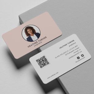QR-CODE of Logo Professional Headshot Foto roze Visitekaartje