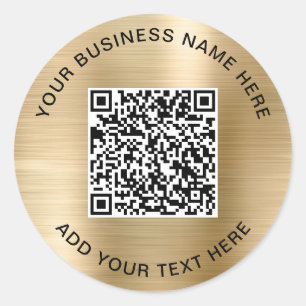 QR-code of logo promotionele goud Ronde Sticker