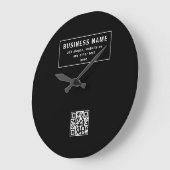 QR-code of Logo uploaden | Modern Black Grote Klok (Hoek)