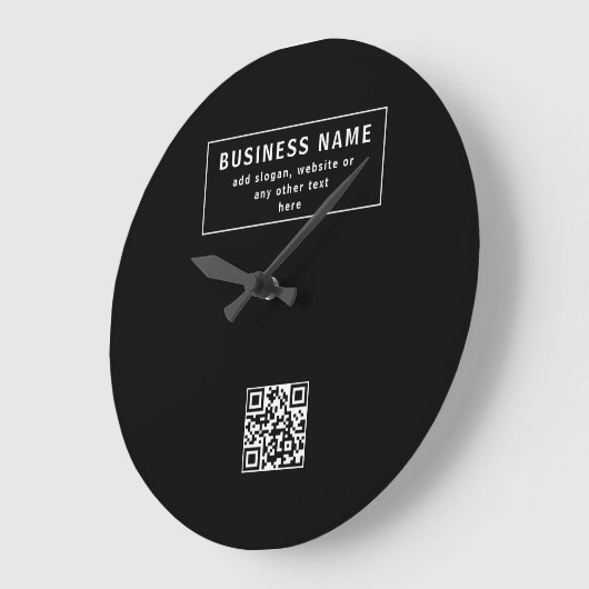 QR-code of Logo uploaden | Modern Black Grote Klok (Hoek)