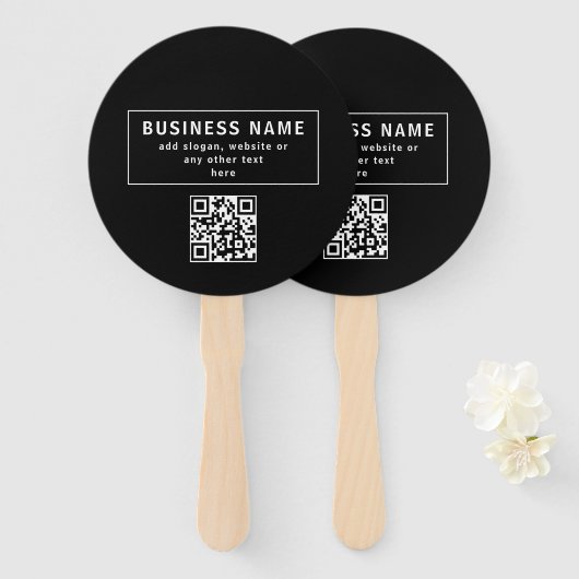 QR-code of Logo uploaden | Modern Black Handwaaier (Voorkant en achterkant)