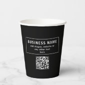 QR-code of Logo uploaden | Modern Black Papieren Bekers (Achterkant)