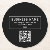 QR-code of Logo uploaden | Modern Black Ronde Kartonnen Onderzetter (Voorkant)