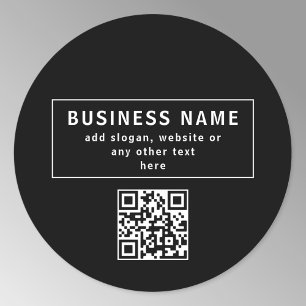 QR-code of Logo uploaden   Modern Black Ronde Sticker