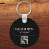 QR-code of Logo uploaden | Modern Black Sleutelhanger (Achterkant)