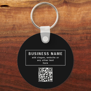 QR-code of Logo uploaden Modern Black Sleutelhanger