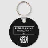 QR-code of Logo uploaden | Modern Black Sleutelhanger (Achterkant)