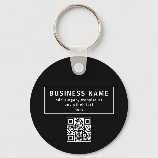 QR-code of Logo uploaden | Modern Black Sleutelhanger (Achterkant)