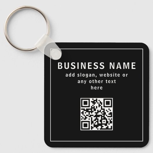 QR-code of Logo uploaden | Modern Black Sleutelhanger (Voorkant)