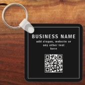 QR-code of Logo uploaden | Modern Black Sleutelhanger (Voorkant)