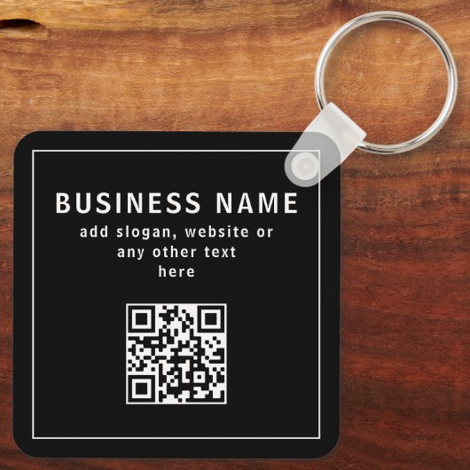 QR-code of Logo uploaden | Modern Black Sleutelhanger (Achterkant)