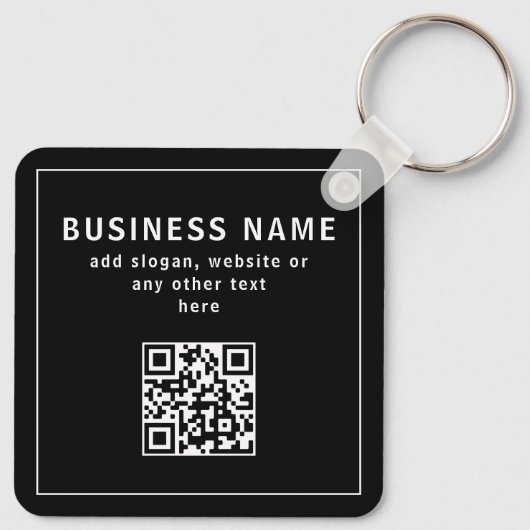 QR-code of Logo uploaden | Modern Black Sleutelhanger (Achterkant)