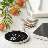 QR-code of Logo uploaden | Modern Black Sleutelhanger (Zijkant)