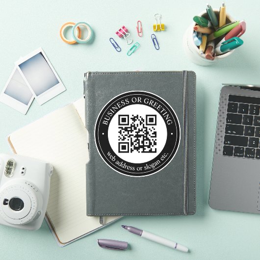 QR-code of Logo uploaden | Modern Black Sticker (iPad Cover)