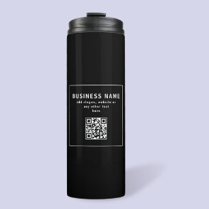 QR-code of Logo uploaden Modern Black Thermosbeker