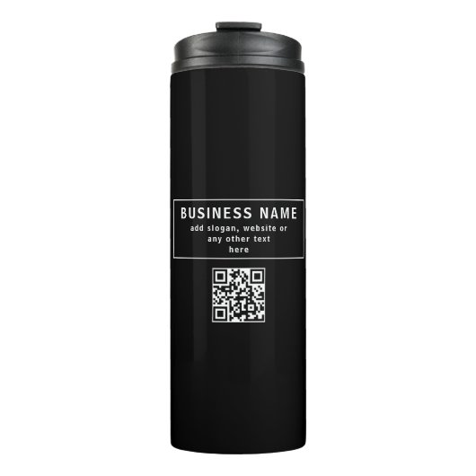 QR-code of Logo uploaden | Modern Black Thermosbeker (Voorkant)