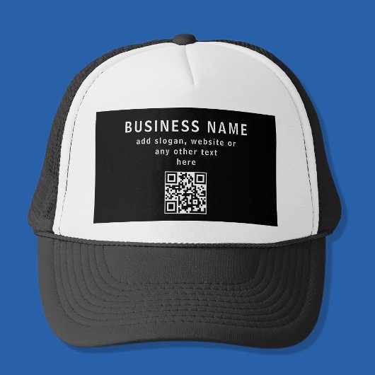 QR-code of Logo uploaden | Modern Black Trucker Pet