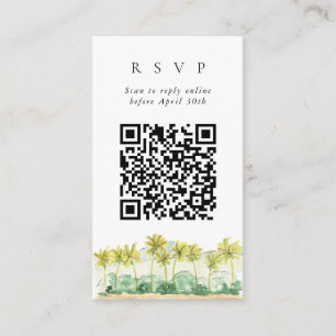 QR Code Online Beach Palm Trees Website RSVP Informatiekaartje