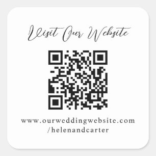 QR-code Online bruiloft Website Vierkante Sticker