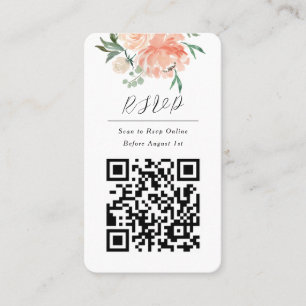 QR Code Online Photo Floral Rsvp Response Card Visitekaartje