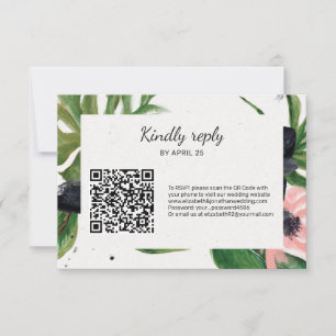 QR-code online RSVP florale tropische bruiloft Kaartje