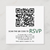 QR-code online RSVP modern emerald green bruiloft Informatiekaartje (Voorkant)