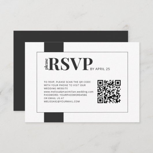 QR Code online RSVP vettige minimale bruiloft (Voorkant / Achterkant)