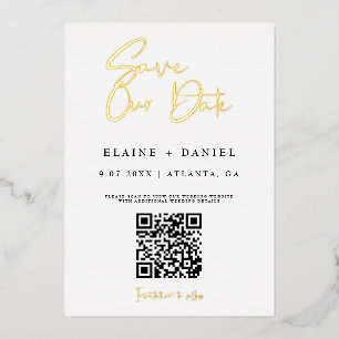 QR-code Onze datum opslaan Foto Gold Folie Uitnodiging