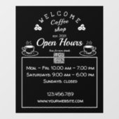 QR-code open uren koffiewinkelbord - vensterklonen Raamsticker (Vel)