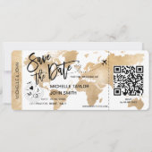 QR-code Opslaan datum instapmodel Wereldkaart Kaart (Voorkant)