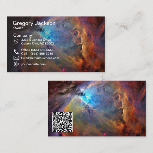 QR Code Orion Nebula Space Galaxy Visitekaartje (Voorkant / Achterkant)