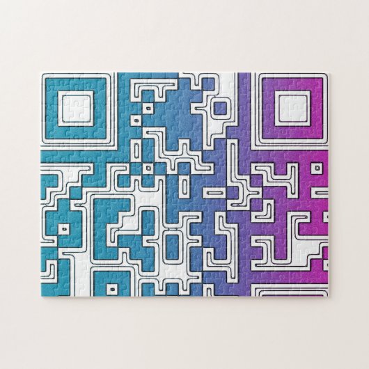 QR-code - Paars blauw Legpuzzel (Horizontaal)