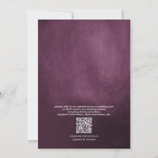 QR Code Paars Hot Pink Floral Gold Script Kaart (Achterkant)