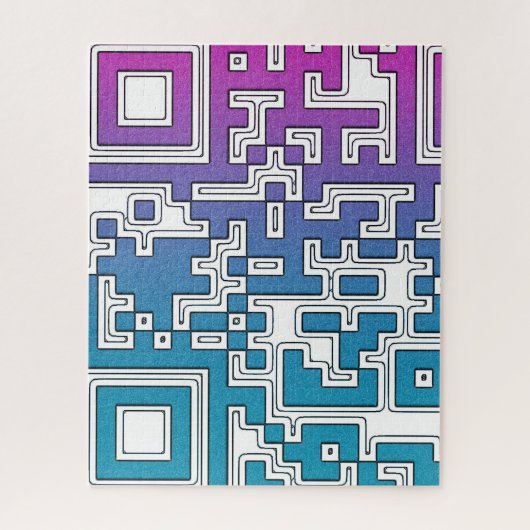 QR-code - Paarse blauwe jigzaag Puzzle Legpuzzel (Verticaal)
