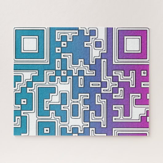 QR-code - Paarse blauwe jigzaag Puzzle Legpuzzel (Horizontaal)