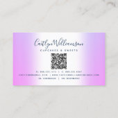QR-code Paarse cupcake bakkerij bakkersgebak Glitt Visitekaartje (Achterkant)