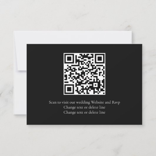 QR Code Paarse en Zwarte Bloemen Bruiloft RSVP Kaa (Achterkant)