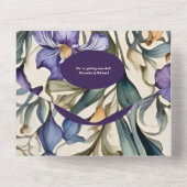 QR code Paarse iris art nouveau bruiloft All In One Uitnodiging (Achterkant)