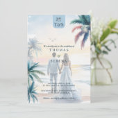 QR Code Palm Tree Beach Wedding Destination Kaart (Staand voorkant)