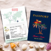 QR Code Palm Tree Passport Bruiloft Wereldkaart