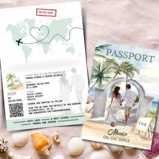 QR Code Paspoort Mexico Strand Bruiloft Bestemming