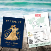 QR Code Passport Beach Carte du monde Marine Blue 