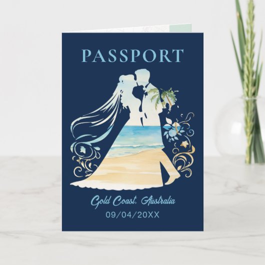QR Code Passport Beach Wedding Carte du monde Invi (Devant)