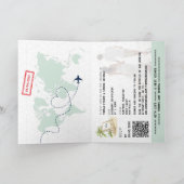 QR Code Passport Beach Wedding Carte du monde Invi (Intérieur)