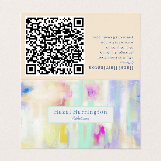 QR Code Pastel Plier Carte de visite Artistique (Extérieur déplié)