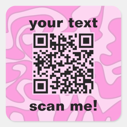 QR Code Pastel Roze Bubblegum Schattige Modern Vierkante Sticker (Voorkant)