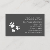 QR code Paw Prints Pet Sitter Grijs Visitekaartje (Voorkant)
