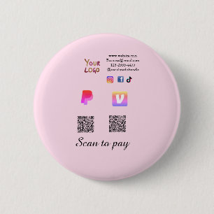 QR-code PayPal venmo scan betalen toevoegen social Ronde Button 5,7 Cm