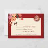 QR Code Peony Red RSVP Mariage chinois (Devant)