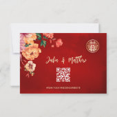 QR Code Peony Red RSVP Mariage chinois (Dos)